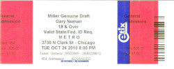 Gary Numan Chicago Ticket 2010